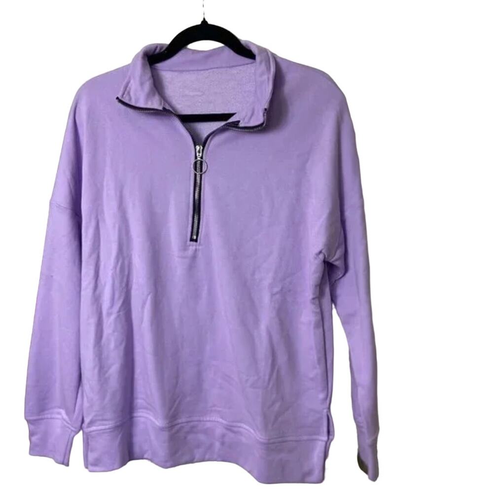 NWOT Shewin Lilac Zip Up Sweatshirt Collar Sweater Pulloever Casual Long M